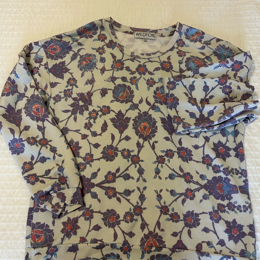 Wildfox Purple and Red Floral Top